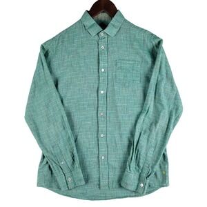Descendant of Thieves Shirt Mens Medium Green Grid Button-Down Dres Ladro Cotton